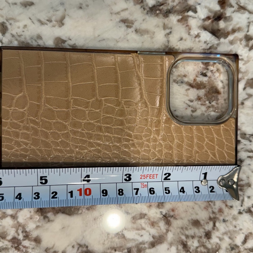 iPhone 14 Pro Case | Flaunt Square Tan Crocodile Faux Leather - Picture 11 of 12